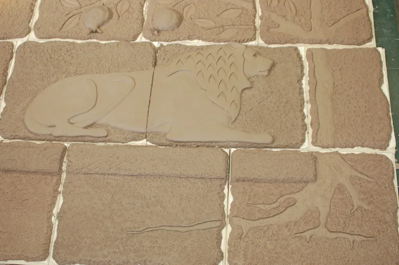 United Jewish Federation of Northeastern New York in progress: The lion, unfired