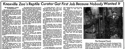 Newspaper clipping about the Knoxville Zoo reptile complex, 1977
