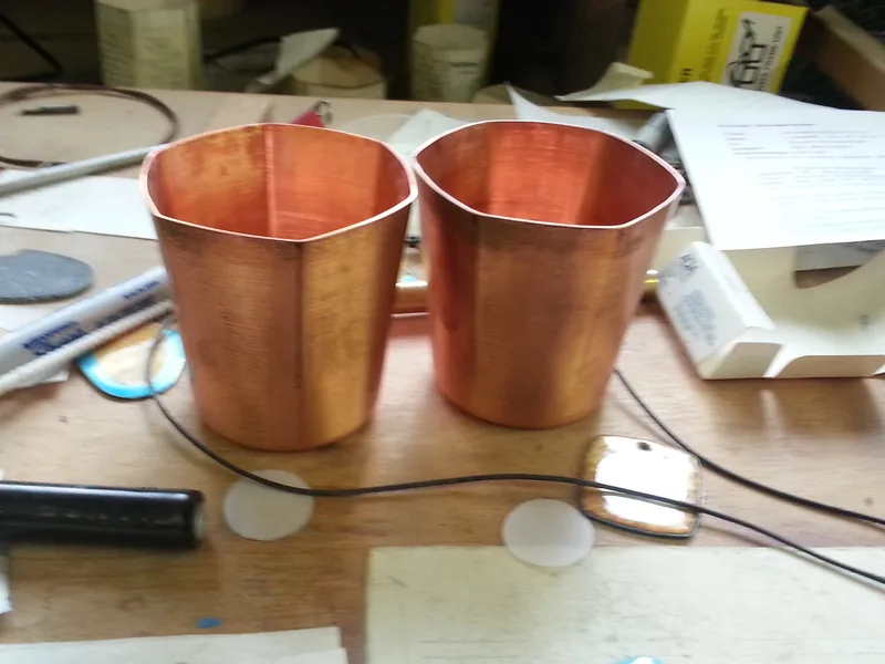 Wedding cup and kiddush cups, Copper blanks, shaped and ready for enamel, 2015